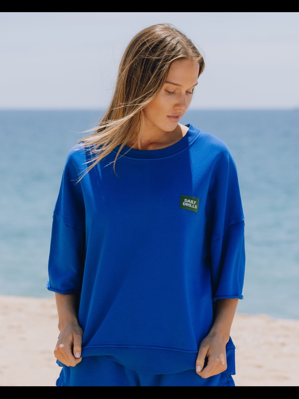 Daily Drills Cobalt Cropped Sleeve Crew